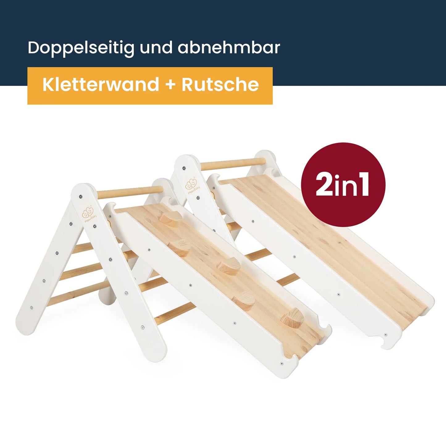 MeowBaby - Rutsche-Kletterwand 2 in 1 für Kinder Weiß