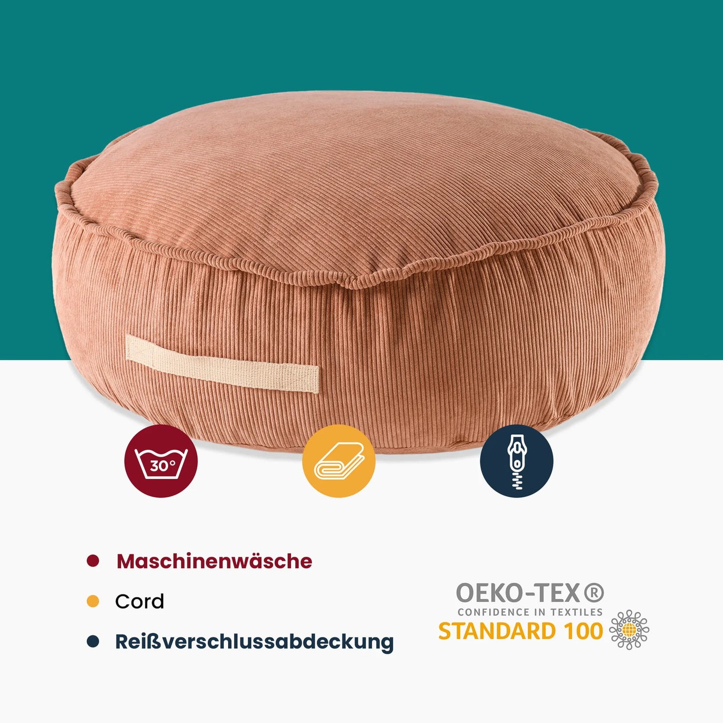 MeowBaby - Designer Cord Pouf für Kinder in Ziegelfarbe