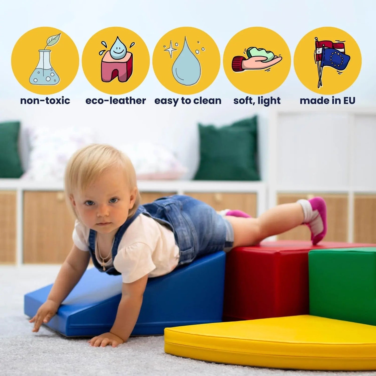 Soft Play 7 Foam Block Set - Pastel Pink Discoverer