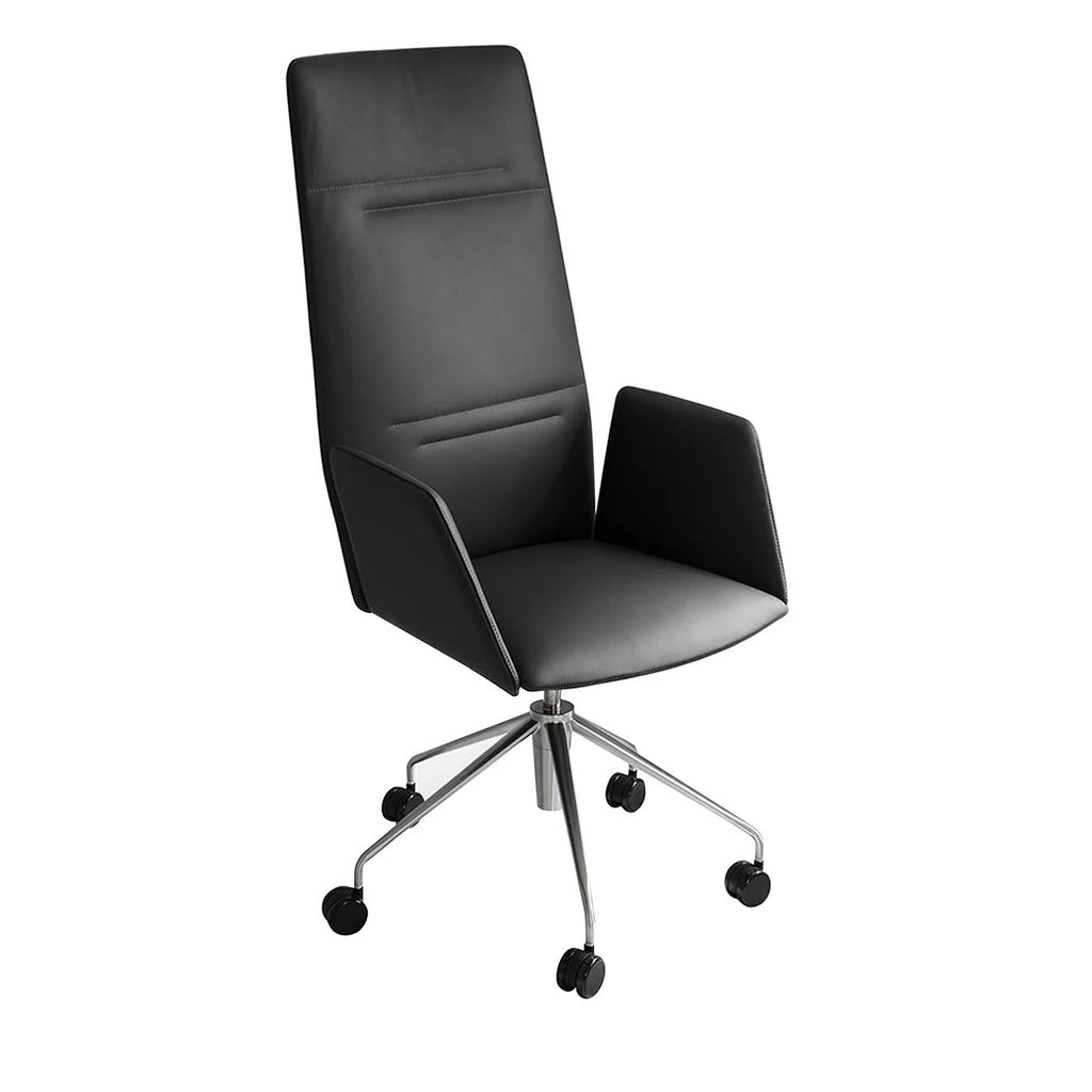 Tecno Spa - Vela Tall Schwarzer Lederdrehsessel Lievore Altherr Molina