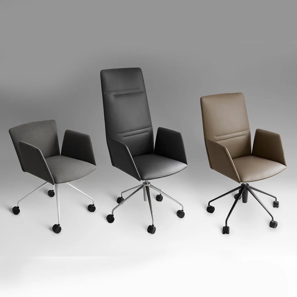 Tecno Spa - Vela Tall Schwarzer Lederdrehsessel Lievore Altherr Molina