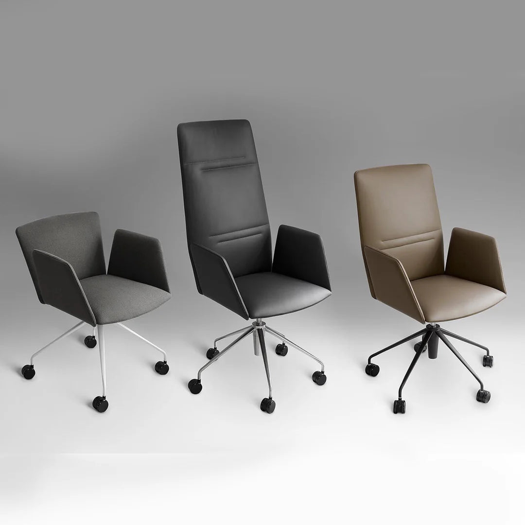 Tecno Spa - Vela Tall Schwarzer Lederdrehsessel Lievore Altherr Molina