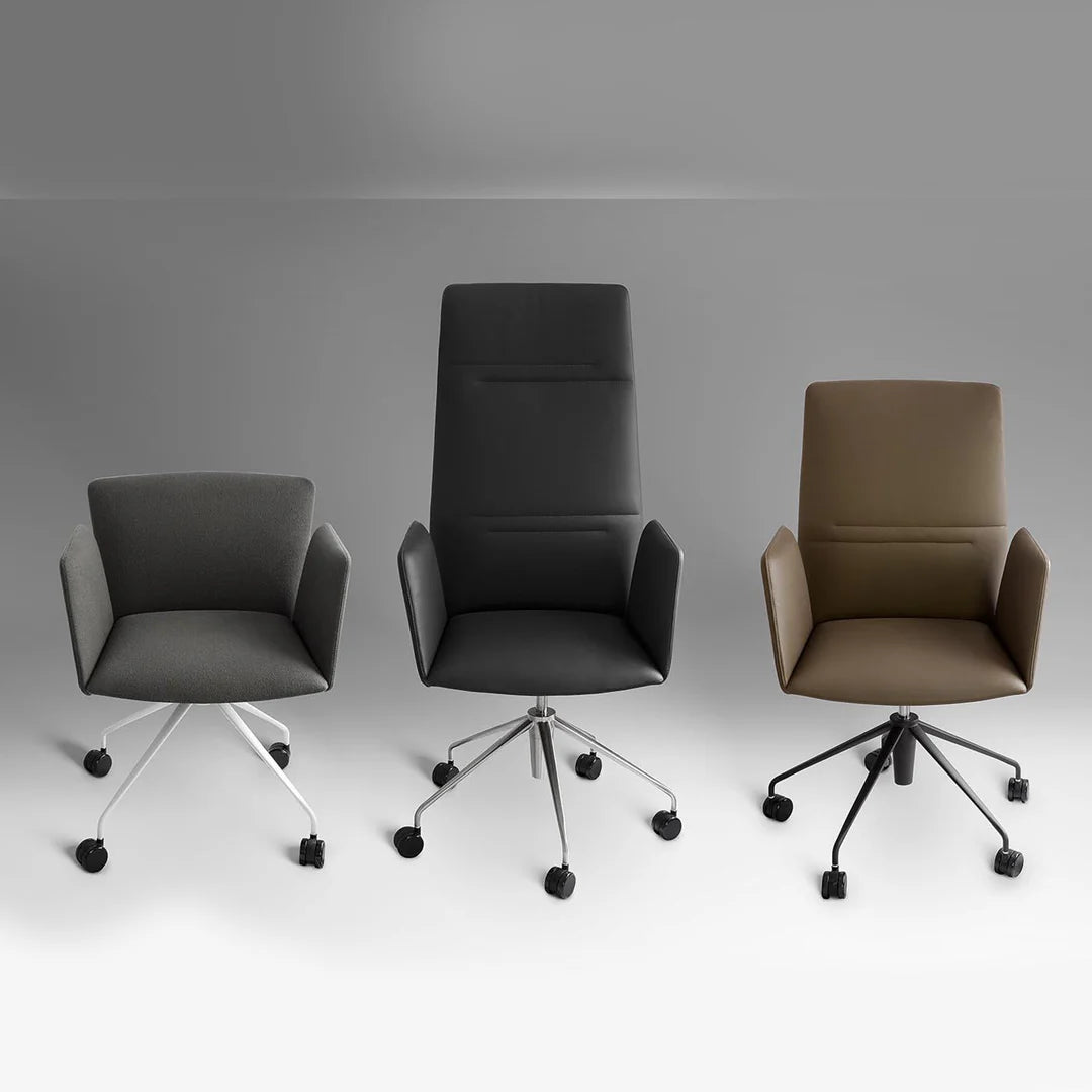 Tecno Spa - Vela Tall Schwarzer Lederdrehsessel Lievore Altherr Molina