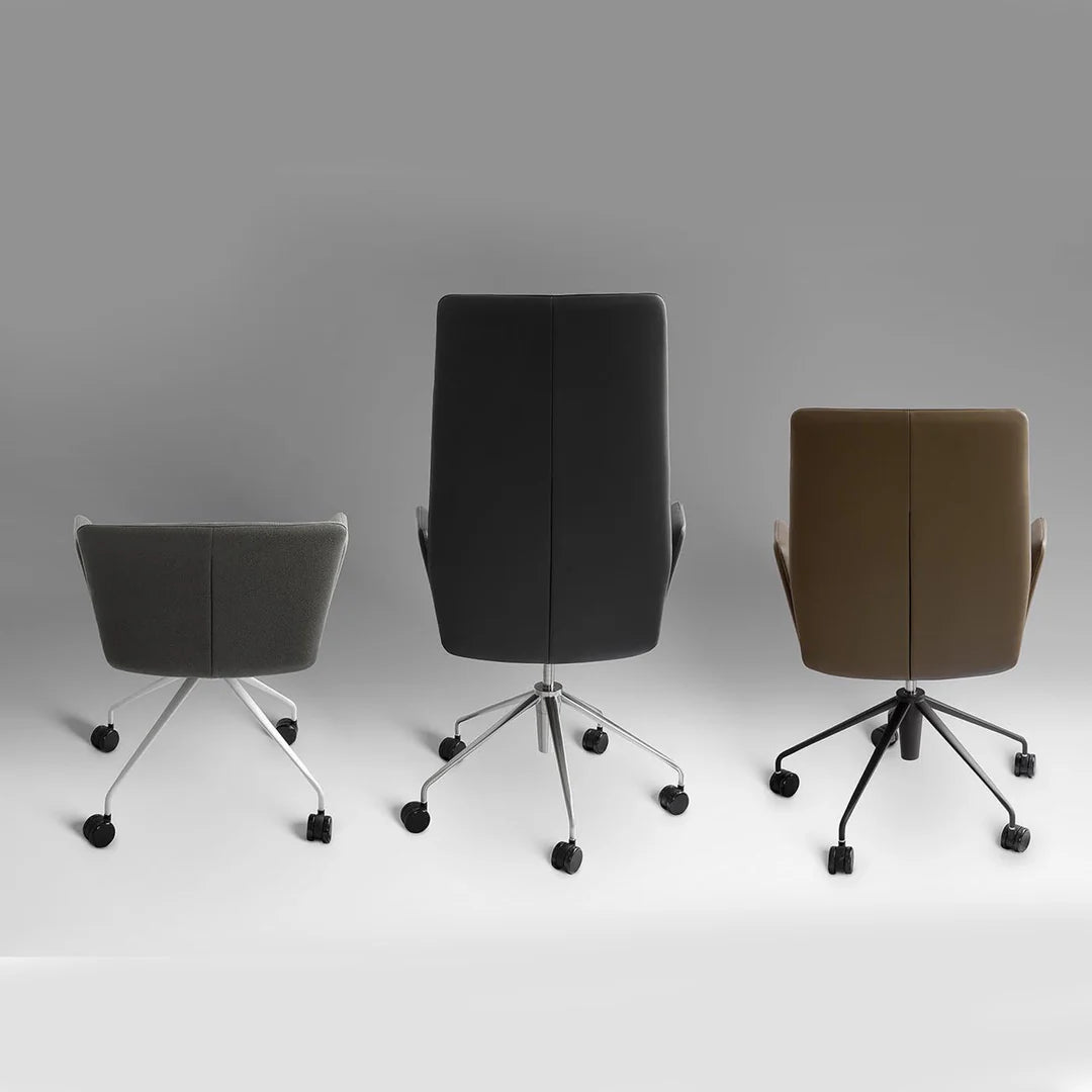 Tecno Spa - Vela Tall Schwarzer Lederdrehsessel Lievore Altherr Molina
