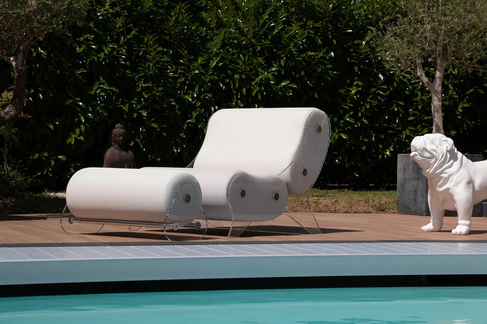 Kuumo - Outdoor Sessel mit Fußhocker MW06 White