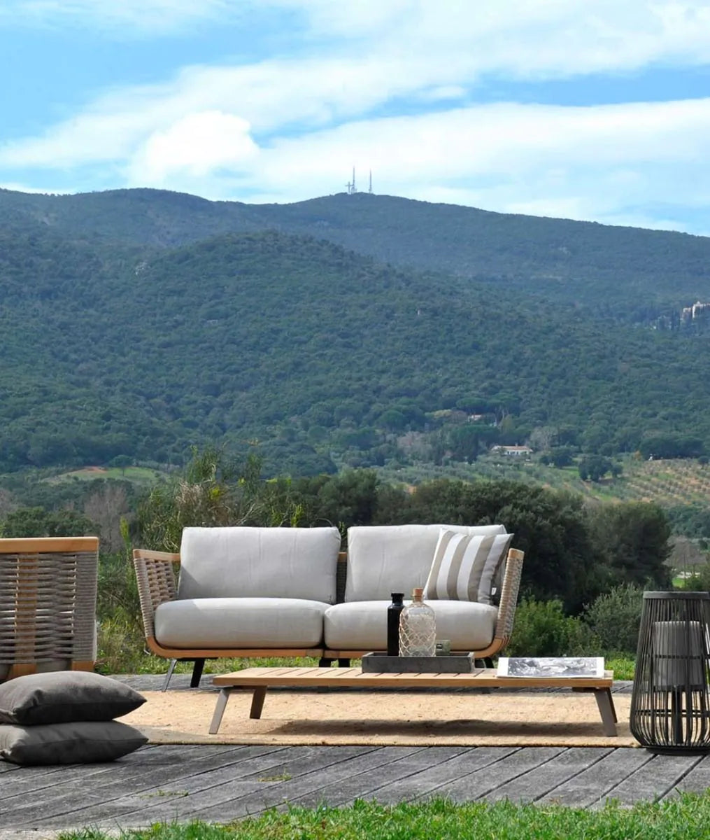 Unopiu - Welcome Eckmodul links Teak / Seil