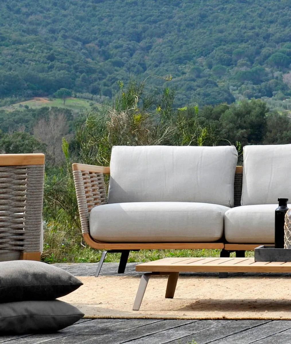 Unopiu - Welcome Eckmodul links Teak / Seil