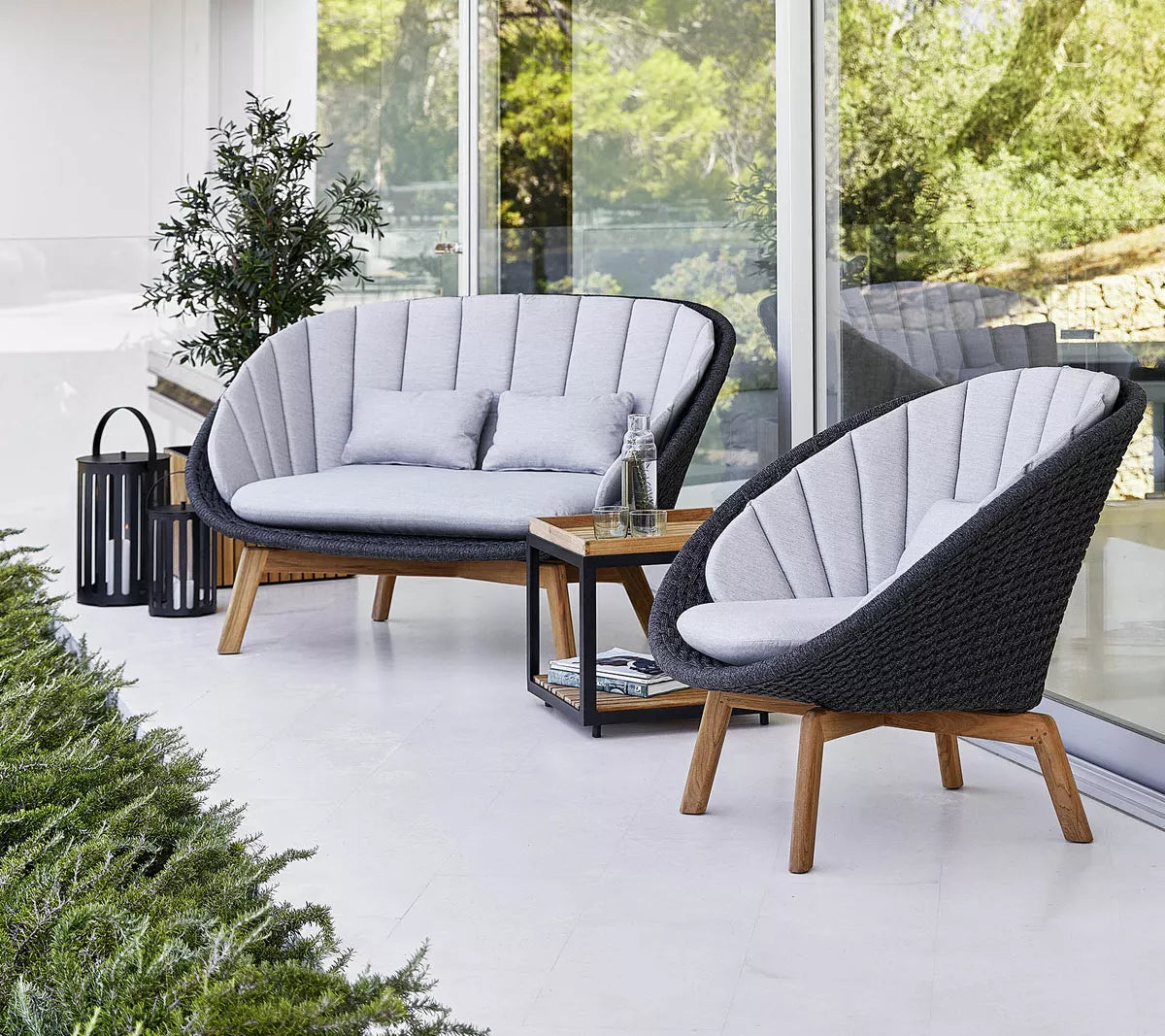 Cane-line - Peacock Soft Rope Loungesessel Dunkelgrau