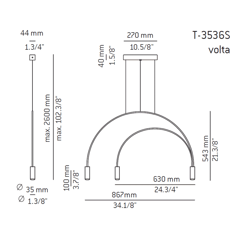 Estiluz - Deckenleuchte Volta T-3536S-W