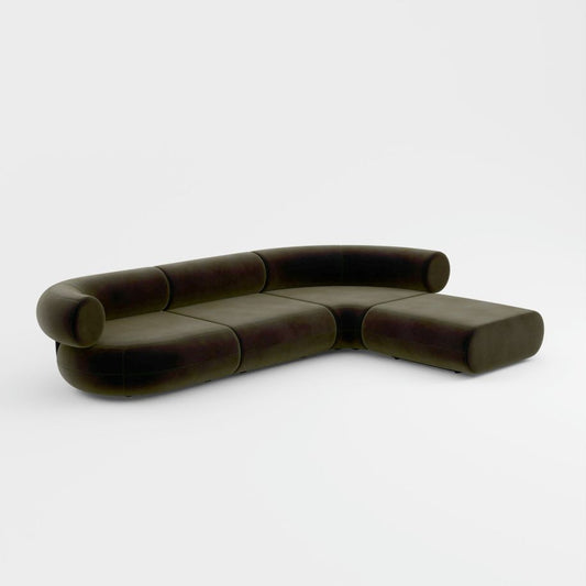 Tom Dixon - Fat L-Form Modulares Sofa Samt Tannengrün