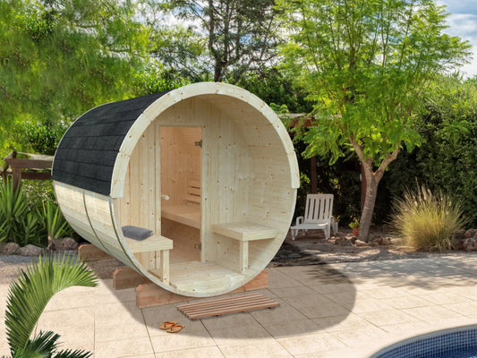 Palmako - Fass-Sauna Modell Anita 1,3 + 0,7 m²