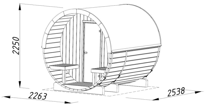 Palmako - Fass-Sauna Modell Anita 1,3 + 0,7 m²