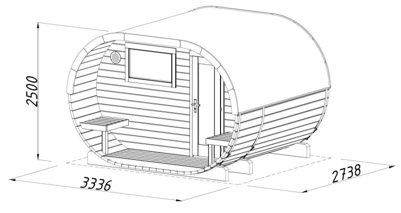 Palmako - Ovale Fass-Sauna Modell Anette 3,0 + 1,5 m²