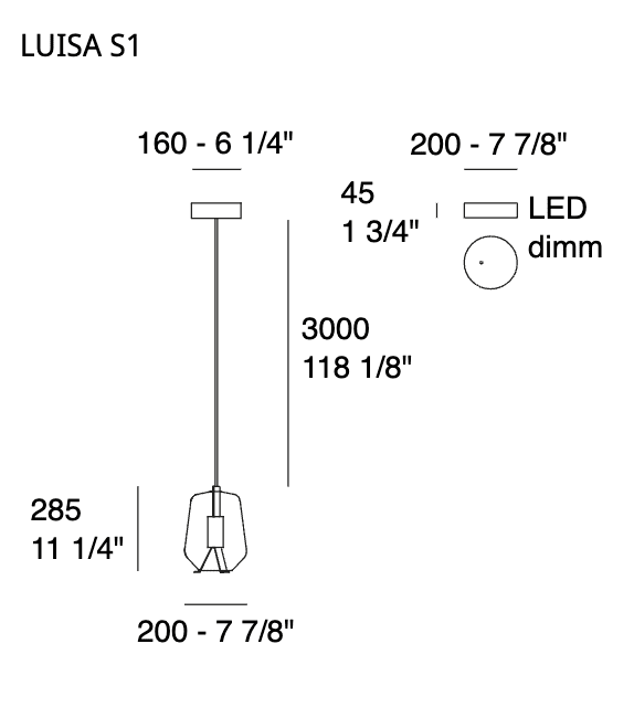 Prandina - Hängeleuchte Luisa S1 DIMM 2.700k CHROM in 4 Ausführungen