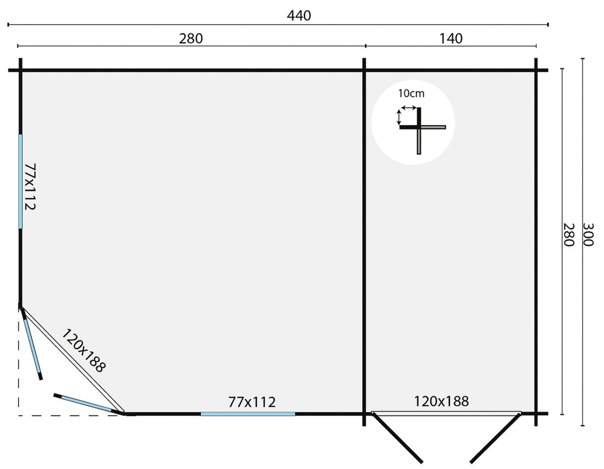 Tuindeco - Gartenhaus Agnes 44mm