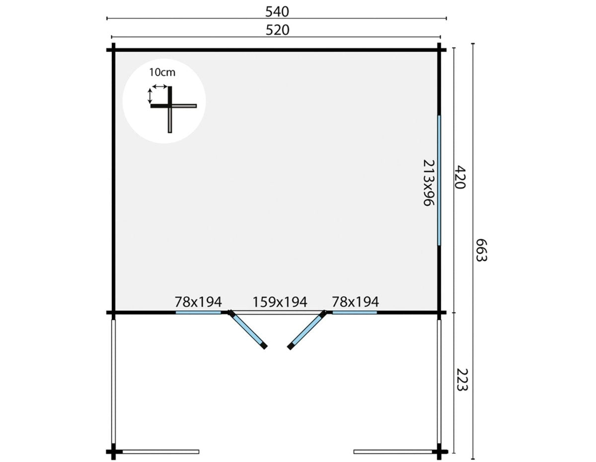 Tuindeco - Gartenhaus Nottingham mit Überdachung 58mm